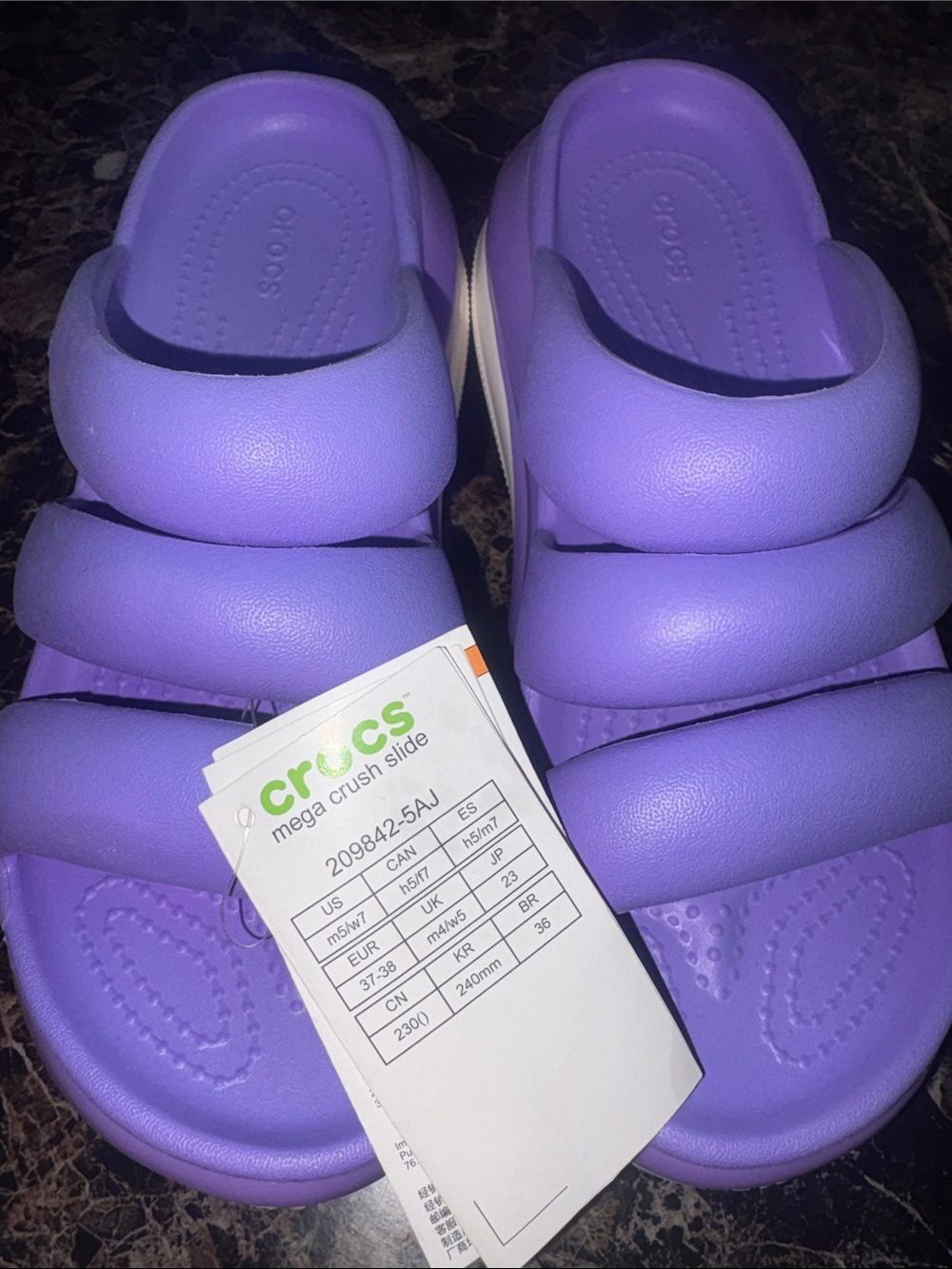 CROCS Mega Crush Slide Sandals in Lavender Purple